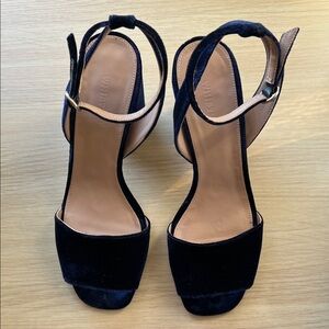 Whitles Navy Velvet Heels